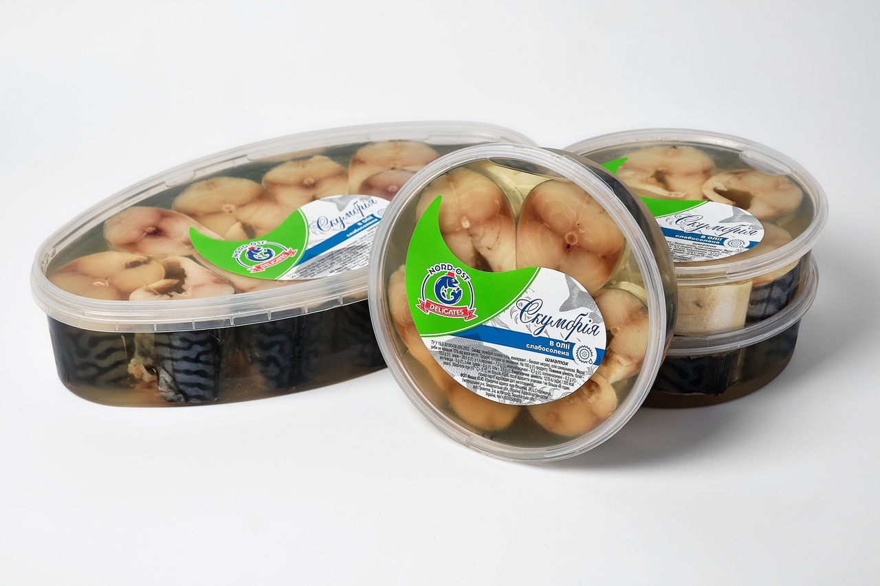 скумбрія в олії слабосолена Скумбрія слабосолена шматки в олії (500грам) 1